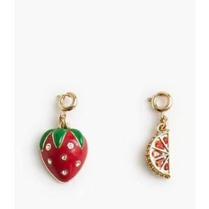 J.Crew Fruit Charms Set – GoldTone Strawberry & Citrus Charms with Enamel & CZ